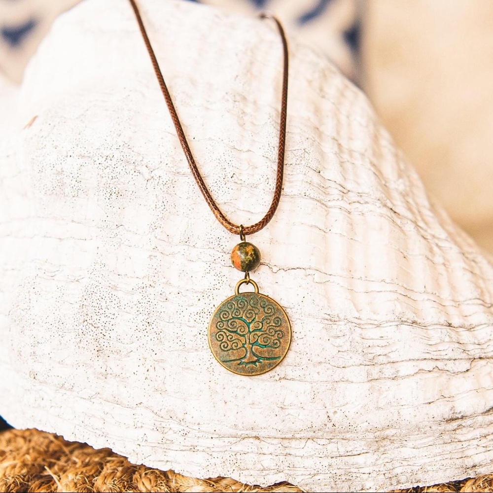 Handmade Tree Of Life Necklace “love Stone”